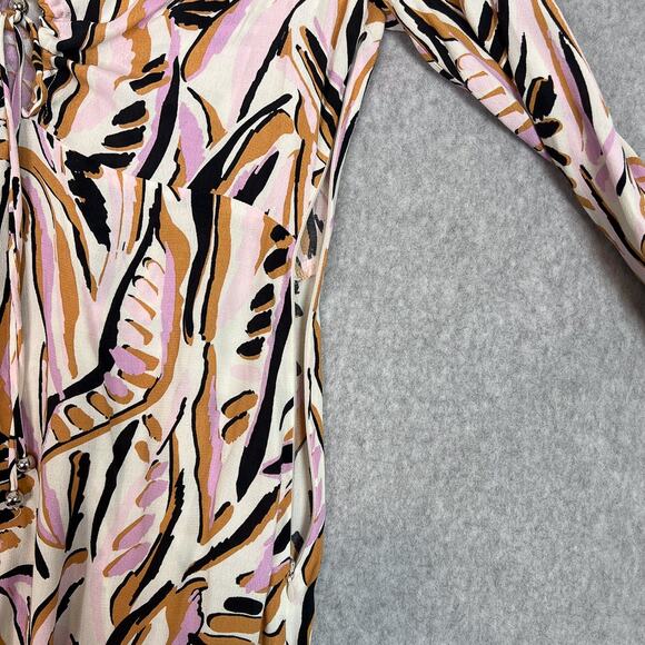 BA&SH Thesee Halter 3/4 Sleeve Crepe Abstract Print Mini Dress Size Small - Picture 7 of 10